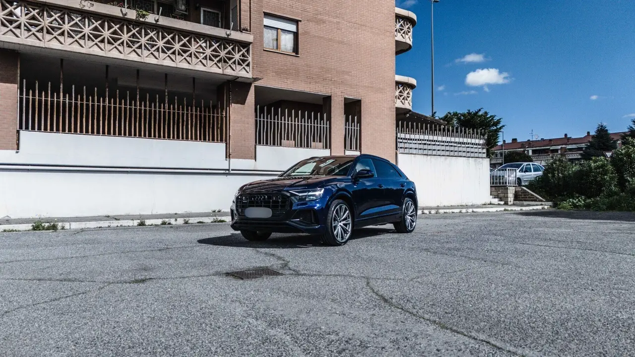Audi Q8 55 TFSI 2022, exterior — Marbella Luxury Car Rental, Marbella. The Audi Q8 55 TFSI pairs a 340 hp V6 with the composed, quattro-driven manners that make…