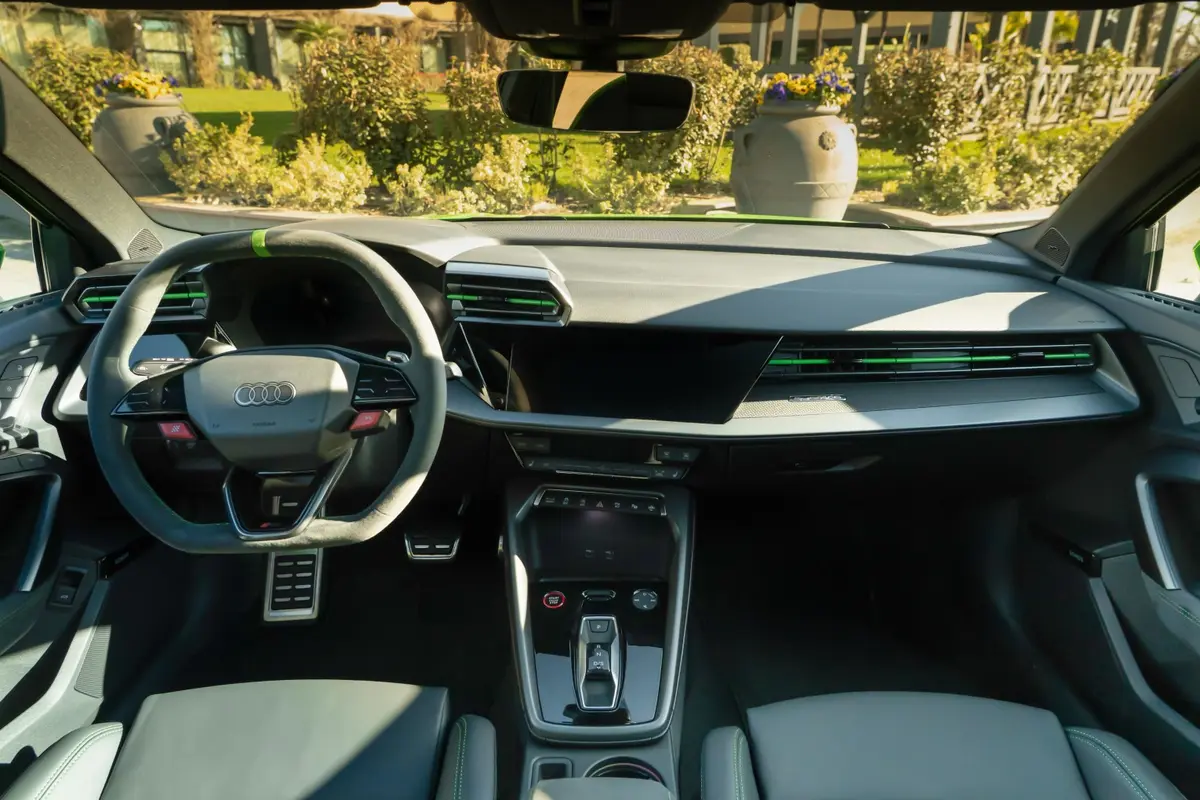 Audi RS3 Restyling 2025, dashboard — Marbella Luxury Car Rental, Marbella. The 2025 Audi RS3 Restyling brings 400 hp to a body that still seats four, which makes it…