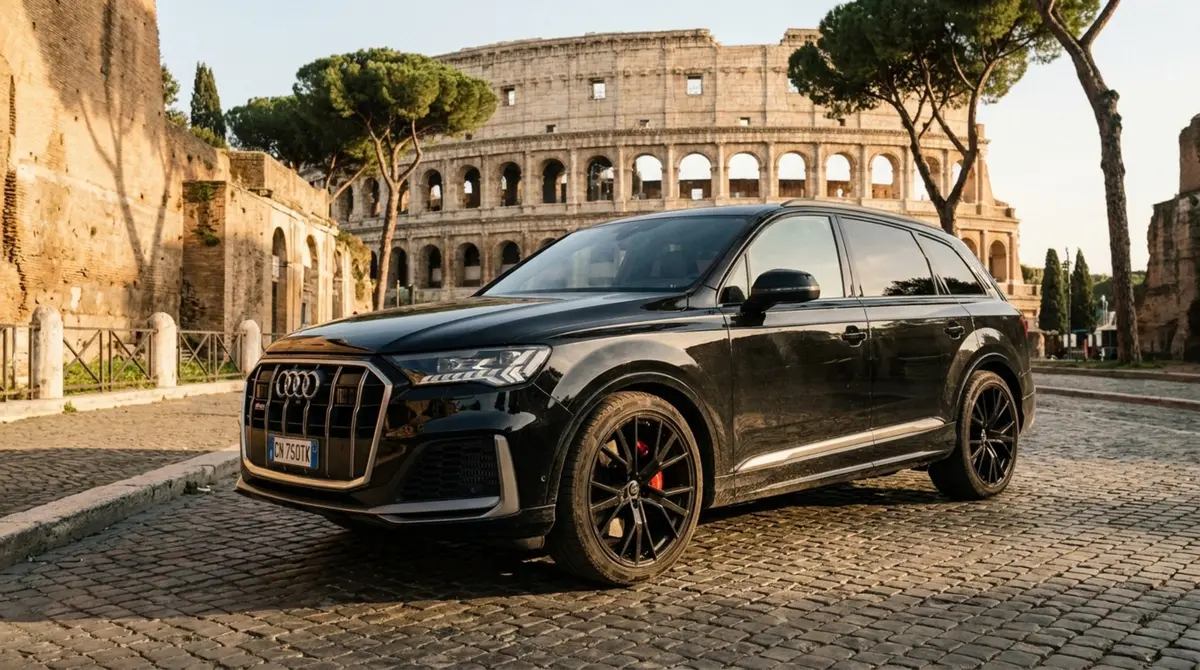 Audi SQ7 7seater 2023 — Marbella Luxury Car Rental, Marbella. The Audi SQ7 pairs the practicality of seven seats with a 530 hp V8 that pulls hard from…