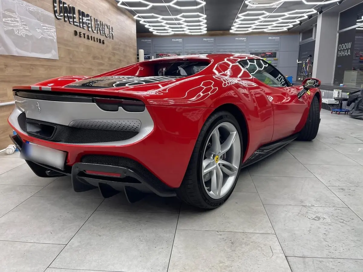 Ferrari 296 GTB 2023, exterior — Marbella Luxury Car Rental, Marbella. The Ferrari 296 GTB is built around a two-seat cockpit and 830 hp, numbers that translate…