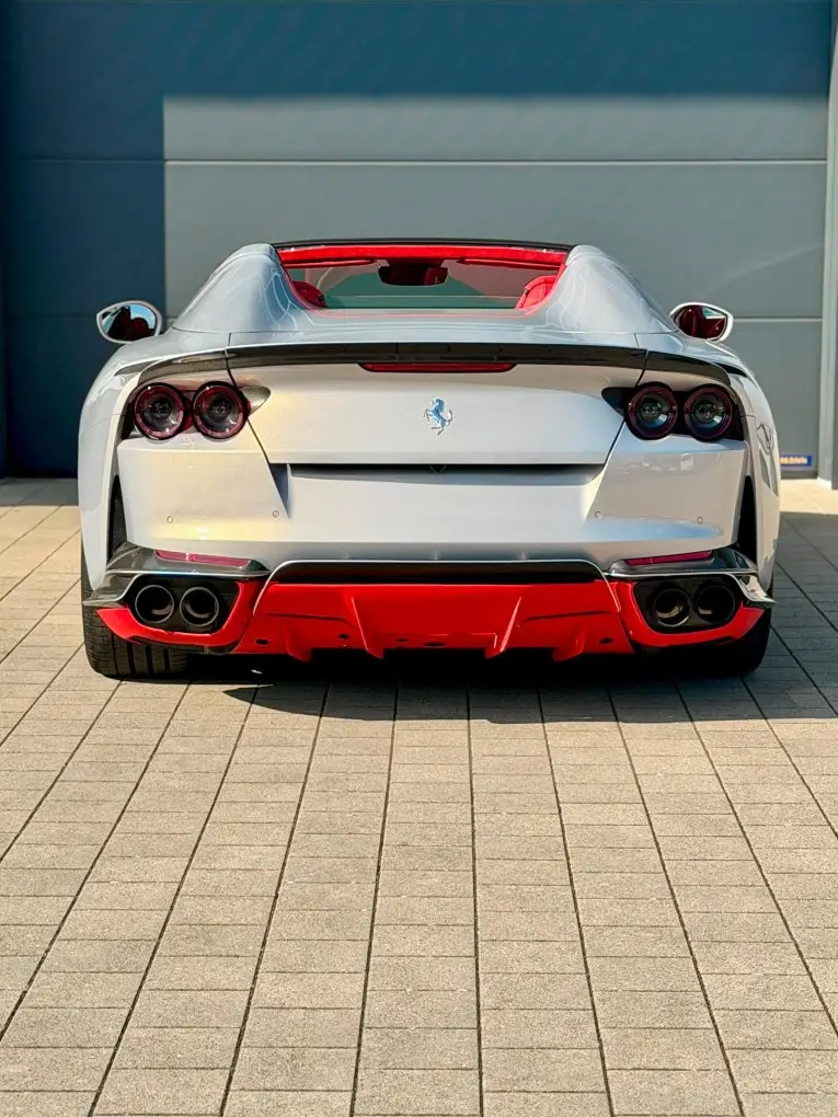 Ferrari 812 GTS 2024, rear view — Marbella Luxury Car Rental, Marbella. The Ferrari 812 GTS pairs a naturally aspirated V12 producing 789 hp with a retractable…