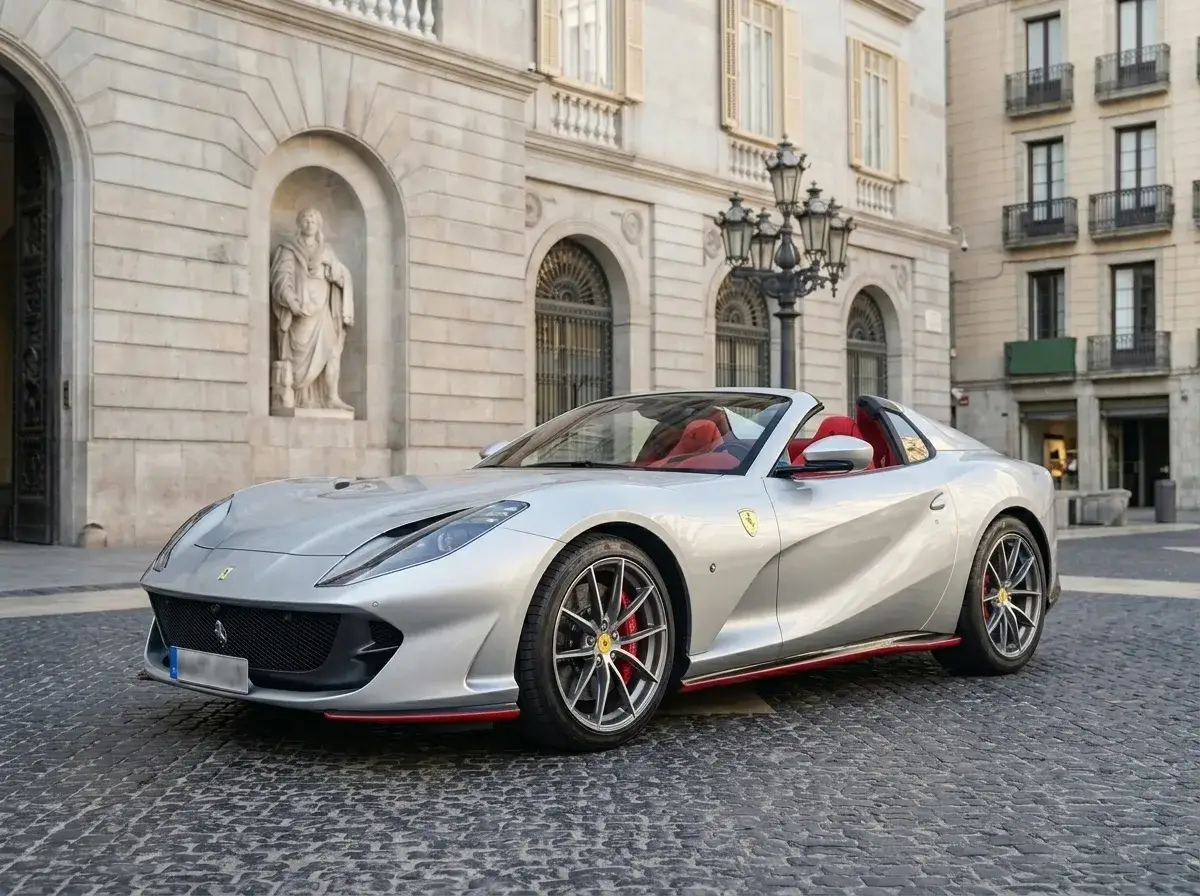 Ferrari 812 GTS 2024, side profile — Marbella Luxury Car Rental, Marbella. The Ferrari 812 GTS pairs a naturally aspirated V12 producing 789 hp with a retractable…