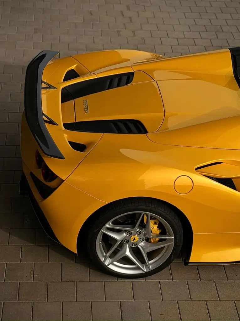 Ferrari F8 SPIDER 2023, exterior — Marbella Luxury Car Rental, Marbella. The Ferrari F8 Spider pairs a 720 hp twin-turbo V8 with a retractable hard top, so the…