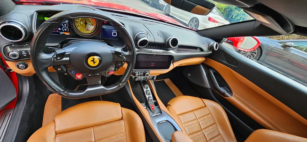 Ferrari Portofino M 2023, front view — Marbella Luxury Car Rental, Marbella. The Ferrari Portofino M sits in the fleet as the four-seat convertible option among the…