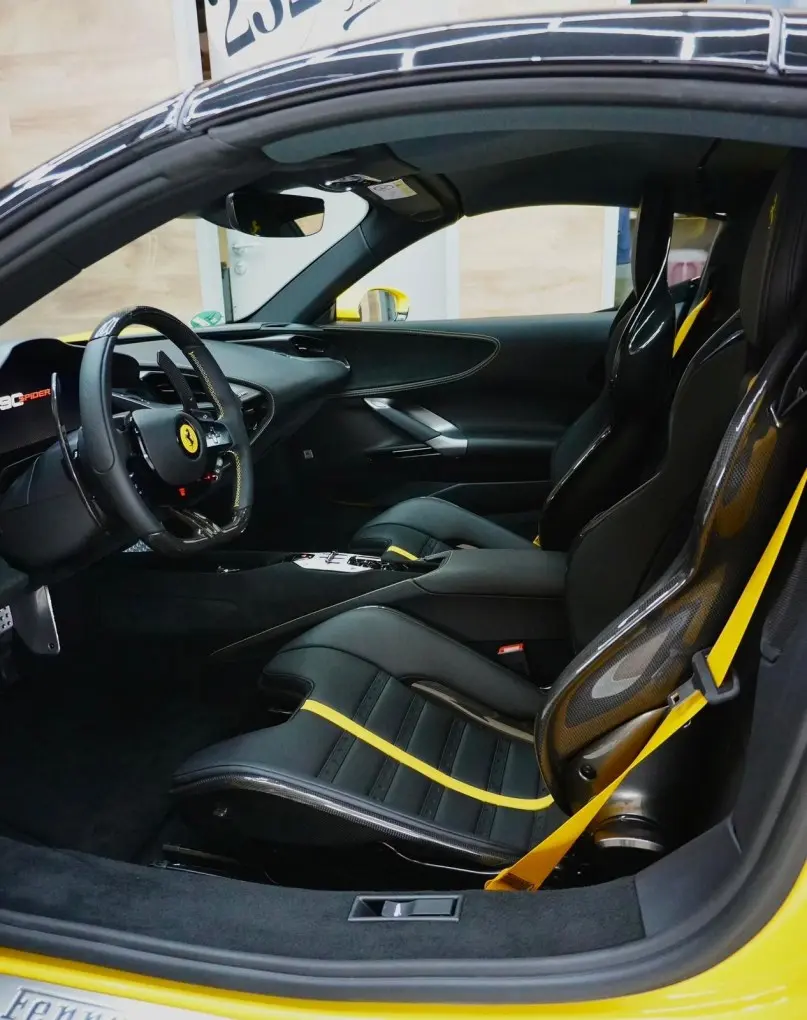 Ferrari SF90 Spider 2024, exterior — Marbella Luxury Car Rental, Marbella. The Ferrari SF90 Spider is the most powerful car in this fleet, its 986 hp putting it at…