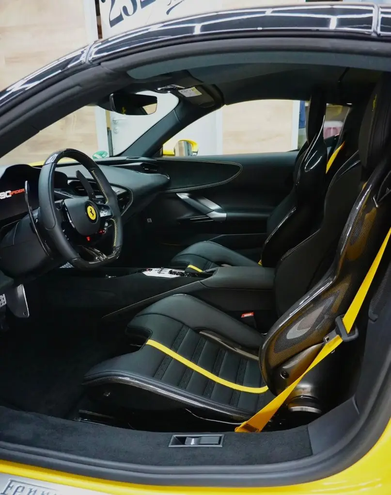 Ferrari SF90 Spider 2024, exterior — Marbella Luxury Car Rental, Marbella. The Ferrari SF90 Spider is the most powerful car in this fleet, its 986 hp putting it at…