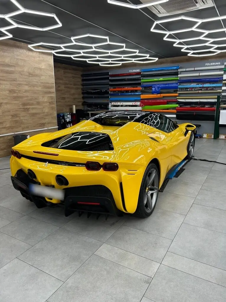 Ferrari SF90 Spider 2024, rear view — Marbella Luxury Car Rental, Marbella. The Ferrari SF90 Spider is the most powerful car in this fleet, its 986 hp putting it at…