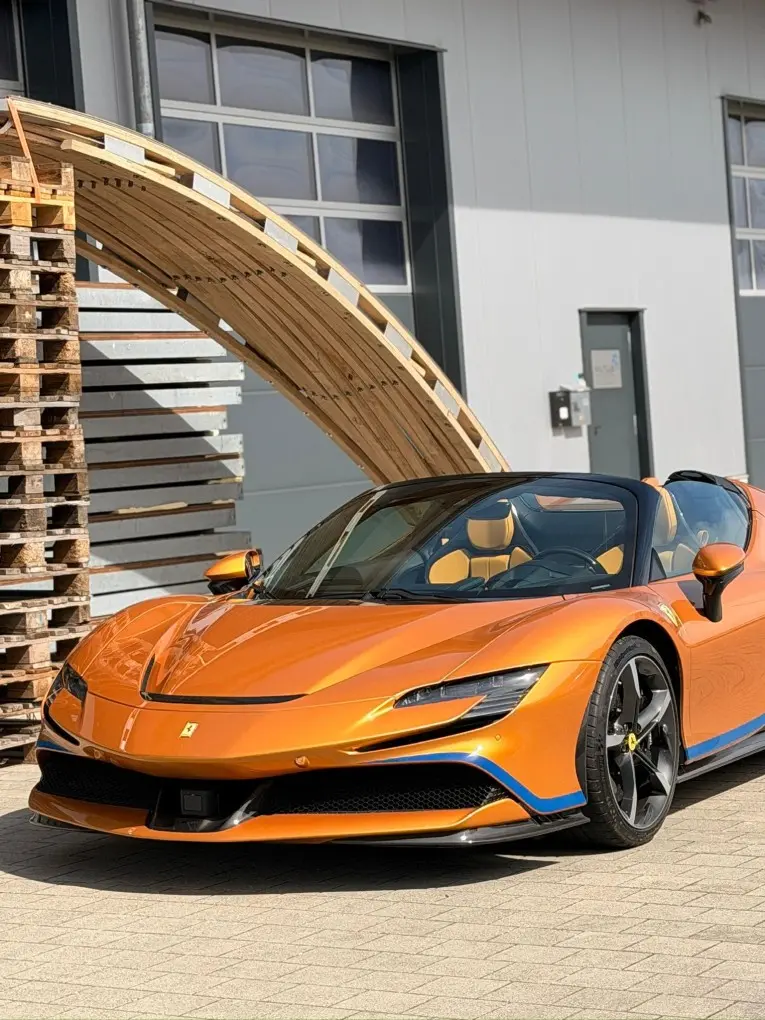 Ferrari SF90 Spider Tailor Made 2025, rear view — Marbella Luxury Car Rental, Marbella. The Ferrari SF90 Spider Tailor Made pairs a plug-in hybrid V8 layout with 986 hp, making…