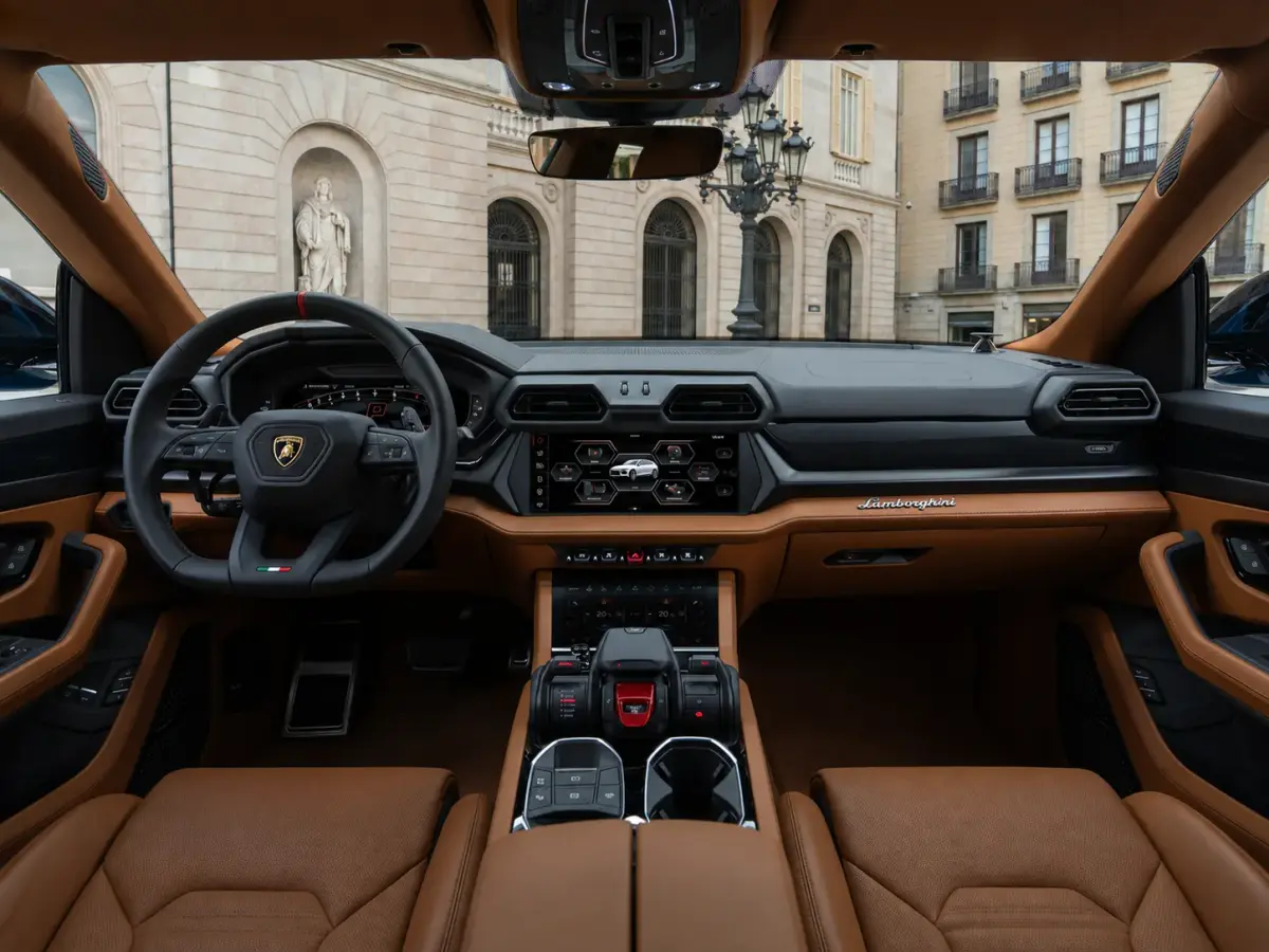 Lamborghini Urus SE 2025, dashboard — Marbella Luxury Car Rental, Marbella. The Lamborghini Urus SE brings 800 hp to a body style that most owners actually use…