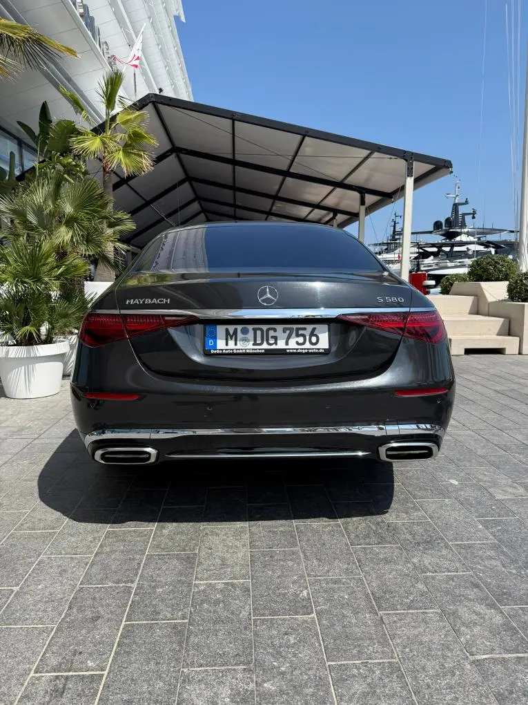 Maybach S580 2023, exterior — Marbella Luxury Car Rental, Marbella. The 2023 Maybach S580 is built for arrival rather than pursuit. With 503 hp behind a…