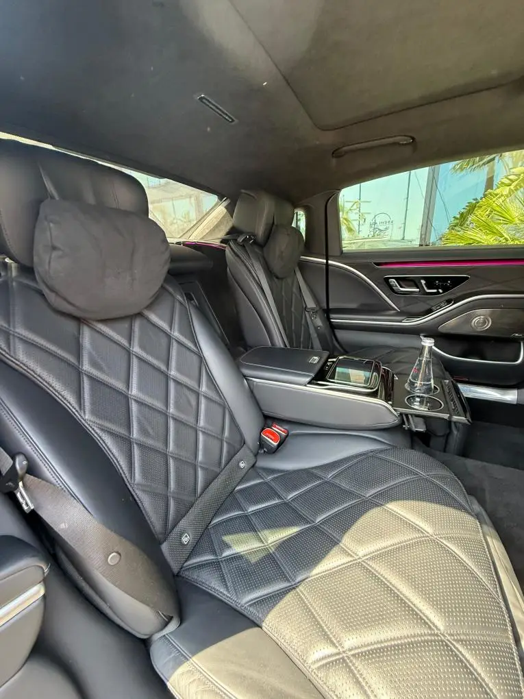 Maybach S580 2023, interior — Marbella Luxury Car Rental, Marbella. The 2023 Maybach S580 is built for arrival rather than pursuit. With 503 hp behind a…