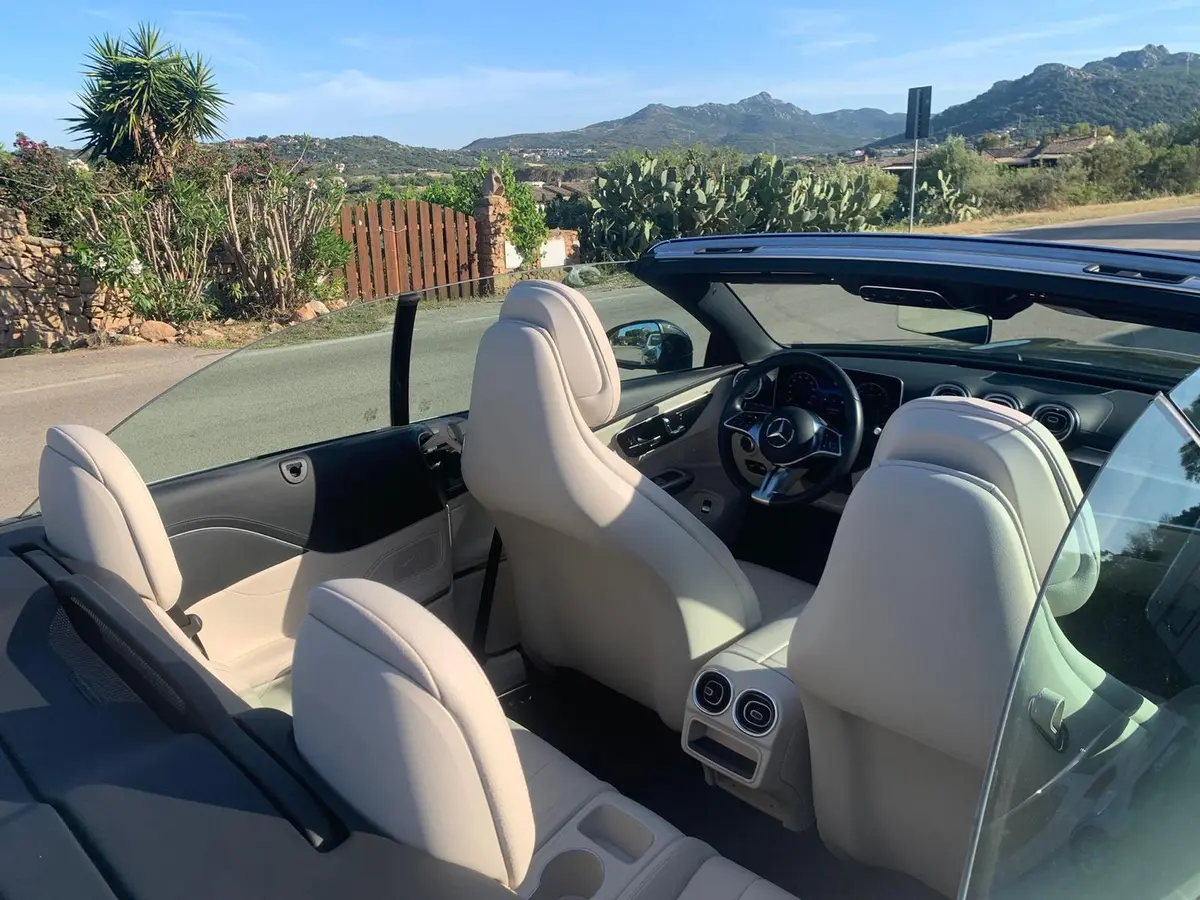 Mercedes Benz CLE Cabrio 2025, interior — Marbella Luxury Car Rental, Marbella. The 2025 Mercedes Benz CLE Cabrio brings 258 hp to a car built for open-top comfort…
