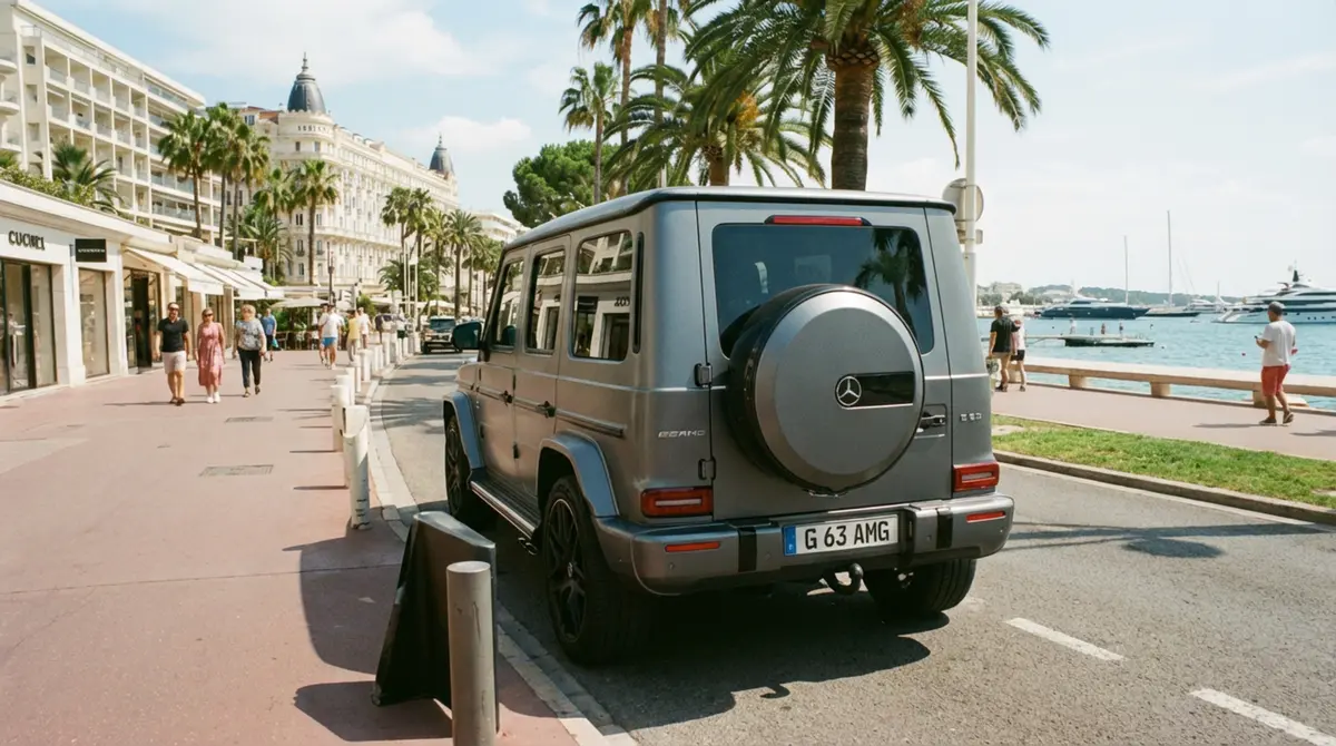 Mercedes Benz G63 2023, front view — Marbella Luxury Car Rental, Marbella. The Mercedes Benz G63 keeps the upright, slab-sided silhouette that has defined the…