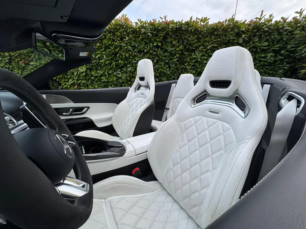 Mercedes Benz SL 63 AMG 2025, exterior — Marbella Luxury Car Rental, Marbella. The Mercedes-Benz SL 63 AMG carries 585 hp through a chassis built for open-air,…