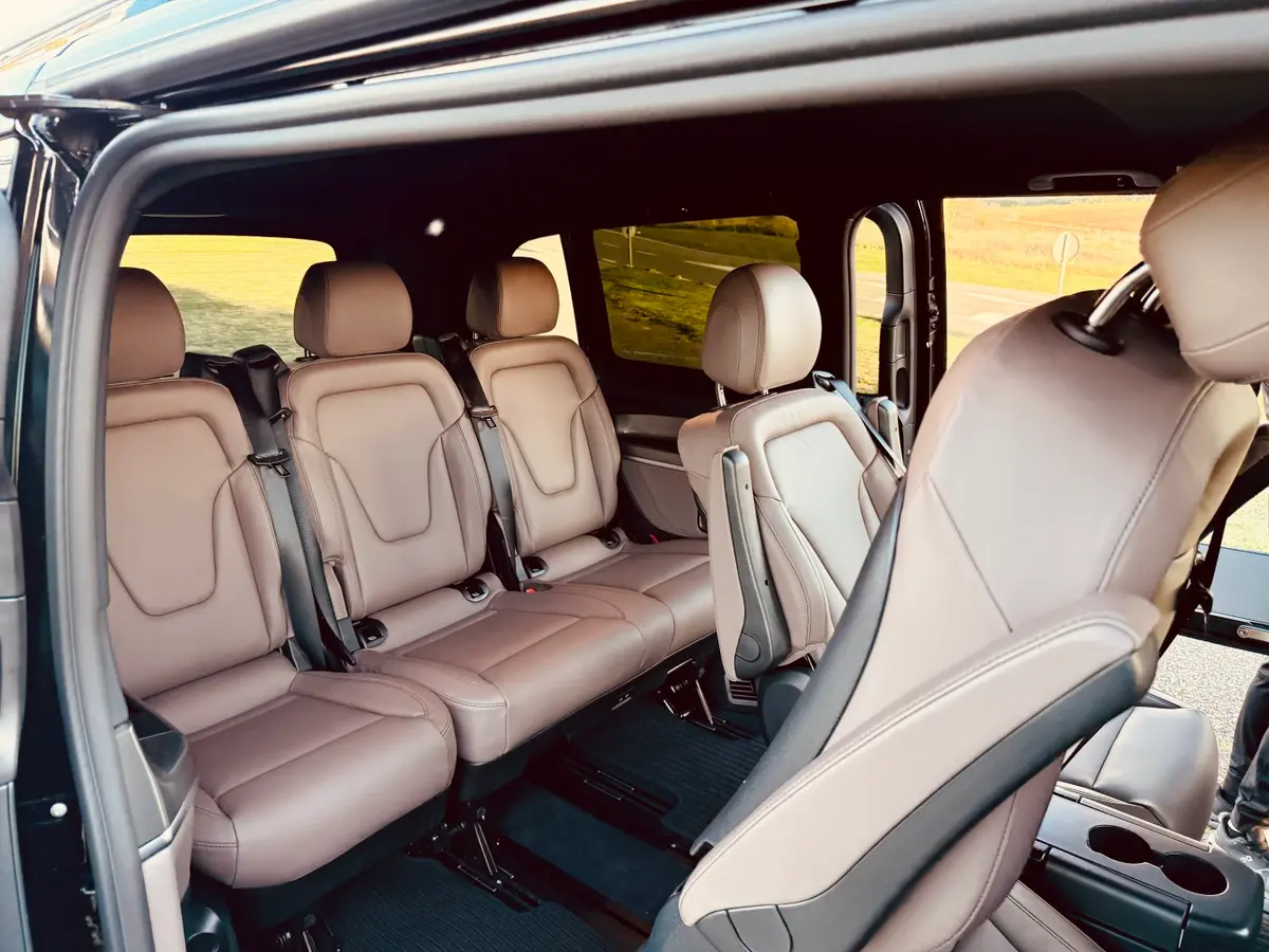 Mercedes Benz V300 4x4 XL Exclusive 7 seats 2025, interior — Marbella Luxury Car Rental, Marbella. The Mercedes Benz V300 4x4 XL Exclusive is built for groups who need one vehicle instead…