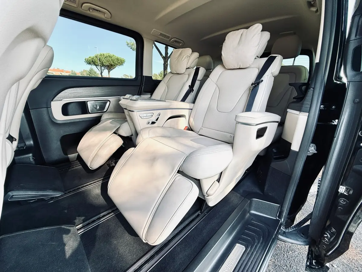 Mercedes Benz V300 4x4 XL VIP (Captain, 7 seat) 2025, exterior — Marbella Luxury Car Rental, Marbella. The Mercedes Benz V300 4x4 XL VIP is built for groups who need space without splitting…