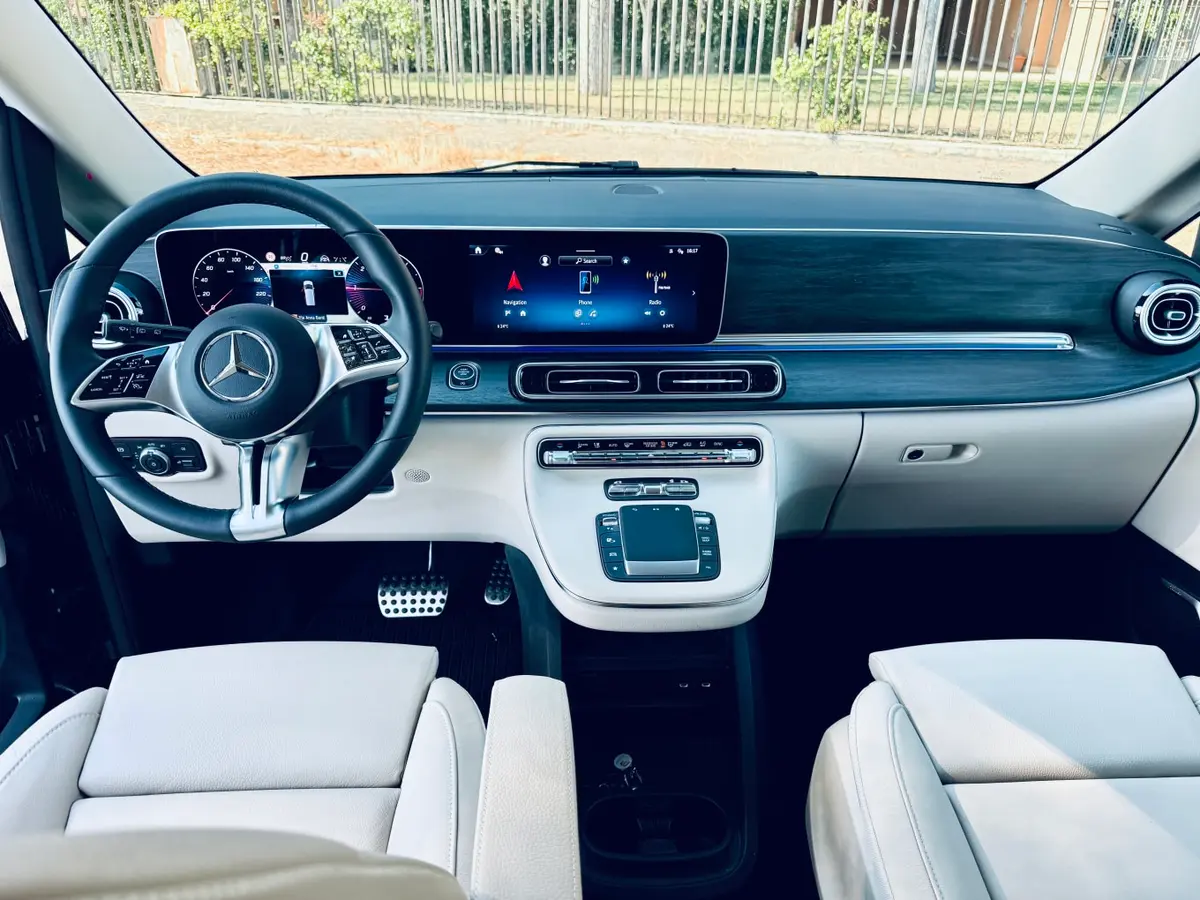 Mercedes Benz V300 4x4 XL VIP (Captain, 7 seat) 2025, rear view — Marbella Luxury Car Rental, Marbella. The Mercedes Benz V300 4x4 XL VIP is built for groups who need space without splitting…