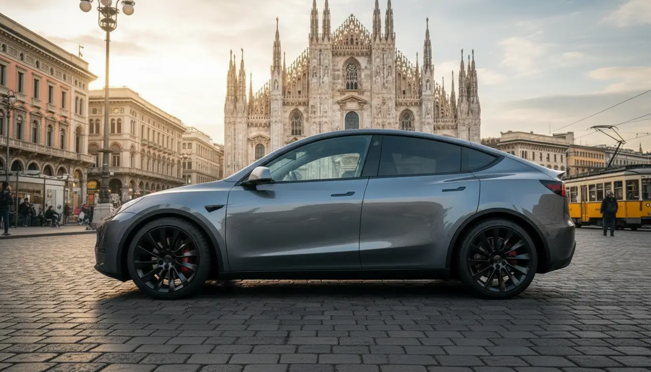 Tesla Model Y Long Range 2023, rear view — Marbella Luxury Car Rental, Marbella. The Tesla Model Y Long Range trades the theatre of a combustion engine for something…